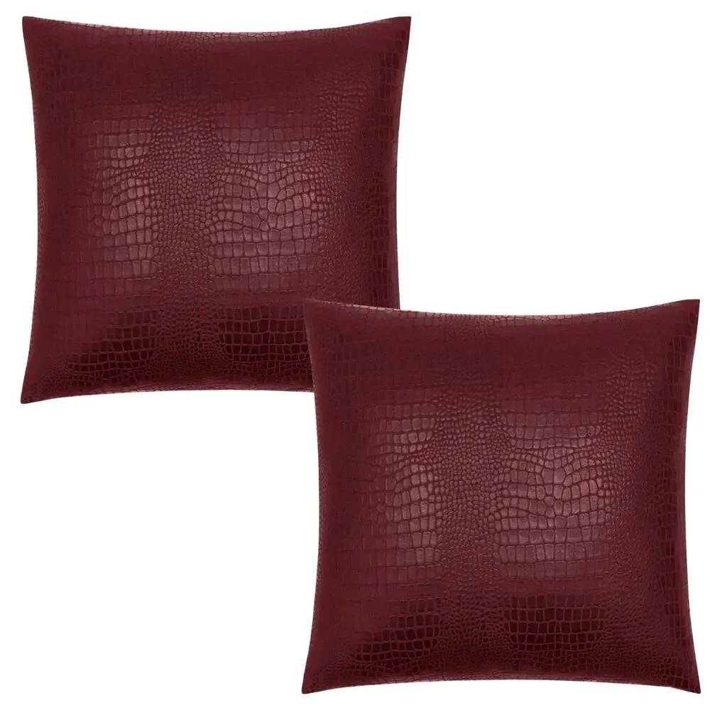 Patricia Nash Faux Croc Embossed Euro Sham Set Of Two Plum Red